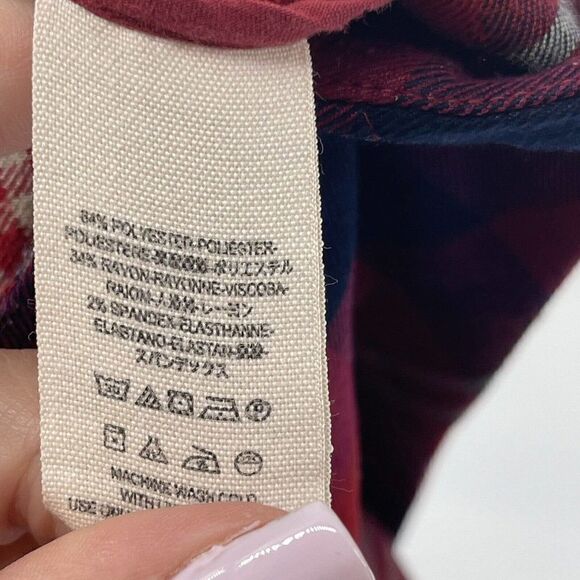 Free People Skirt Geometric Precision Plaid Pencil Red High Low Womens Size 2 - Picture 8 of 8